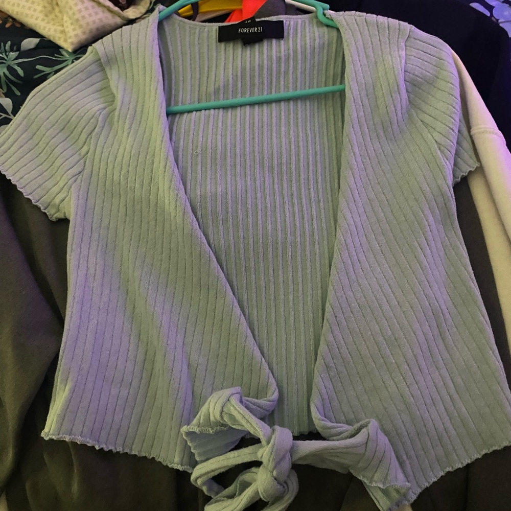 Forever 21 Lavender Ribbed Tie-Front Top